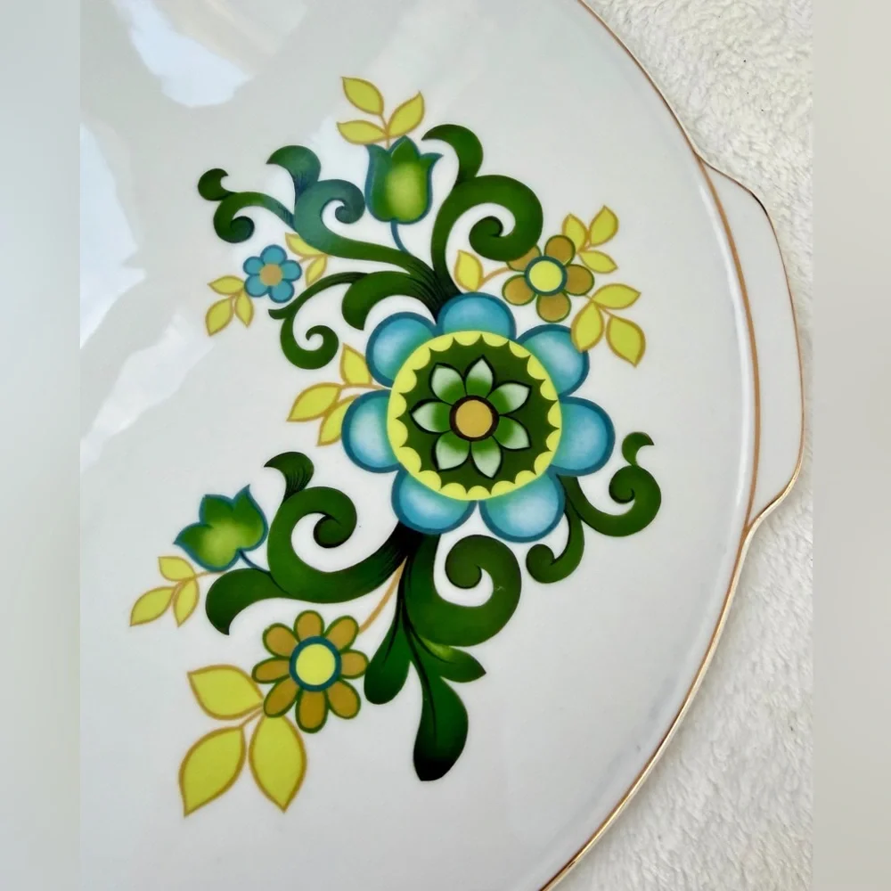 Vintage Porcelain PMR Jaeger & Co Bavaria Germany Chop Plate Large 12” Floral